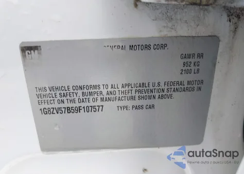 2009 Saturn Aura Xr z USA, uszkodzony, nr VIN 1G8ZV57B59F107577